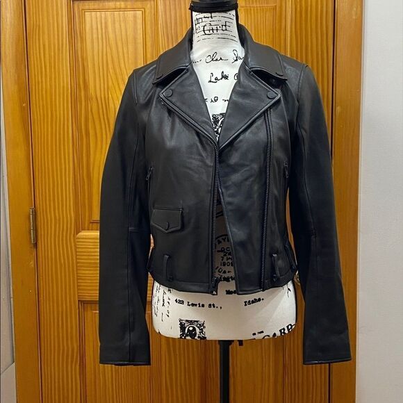 7 for all mankind leather moto jacket size XS - Picture 5 of 8